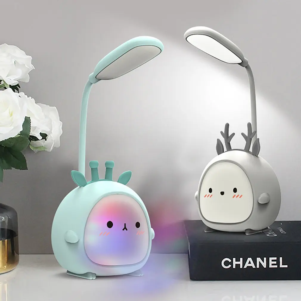 Lampada da tavolo a LED simpatico cartone animato lampada da tavolo pieghevole lampada da lettura per la protezione degli occhi luce notturna ricaricabile USB luce per dormire per bambini