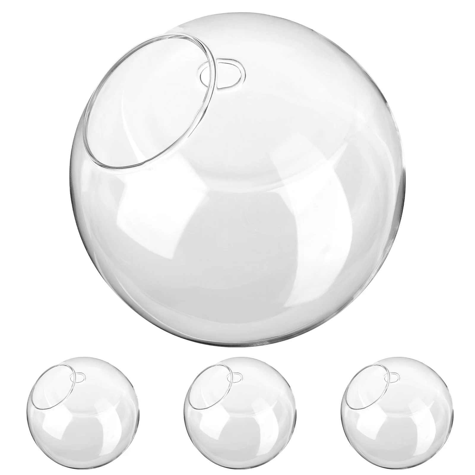 

4Pcs Glass Wall Planters Rounded Propagation Station Glossy Surface Hanging Indoor Plants Holder Home Decoration