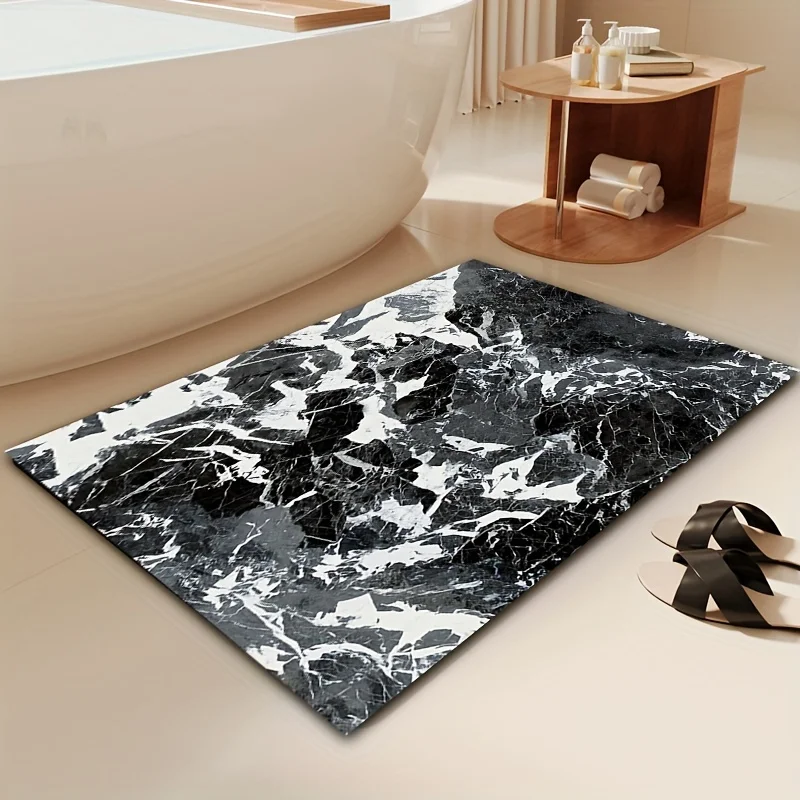 Misty Forest Bathroom Rug Quick Dry Super Absorbent Doormat Diatomite Mud Non Slip Rubber Bath Rug for in Front of Bathtub