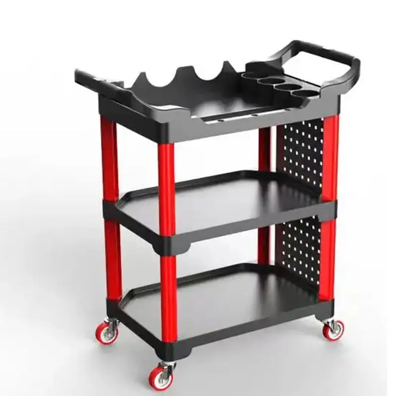 

Rolling tool trolley PP plastic 3 shelf workshop tool trolley trolley with tool for car repair car wash
