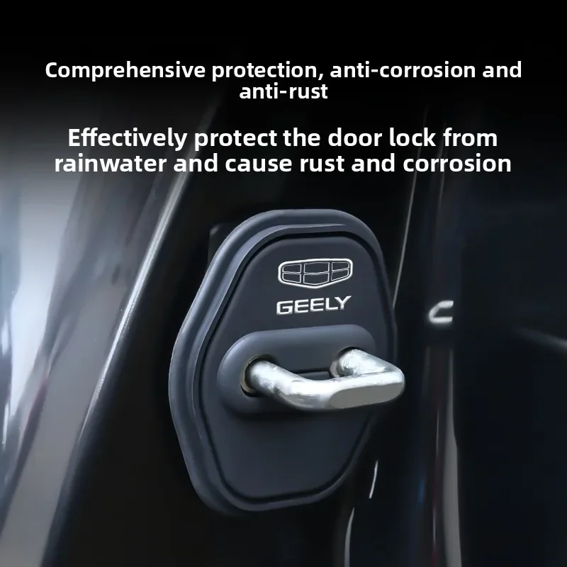 4PCS Car Door Lock Cover Stainless Steel Protection Accessories For Geely Coolray Geometry Emgrand Panda Tugella Binray Okavango