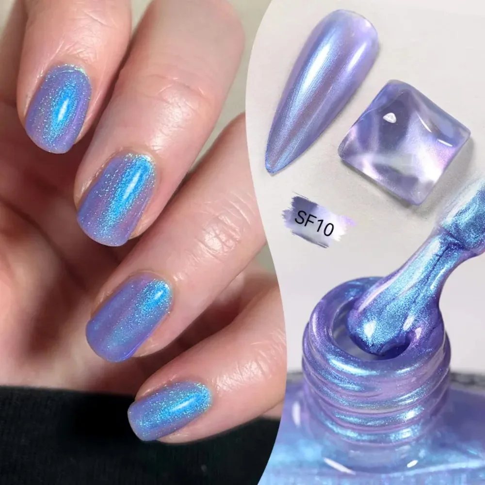 Smalto per unghie glitterato da 7 ml, colorato, brillante, scintillante, con perle, decorazione fai da te, senza bisogno di lampada per curare