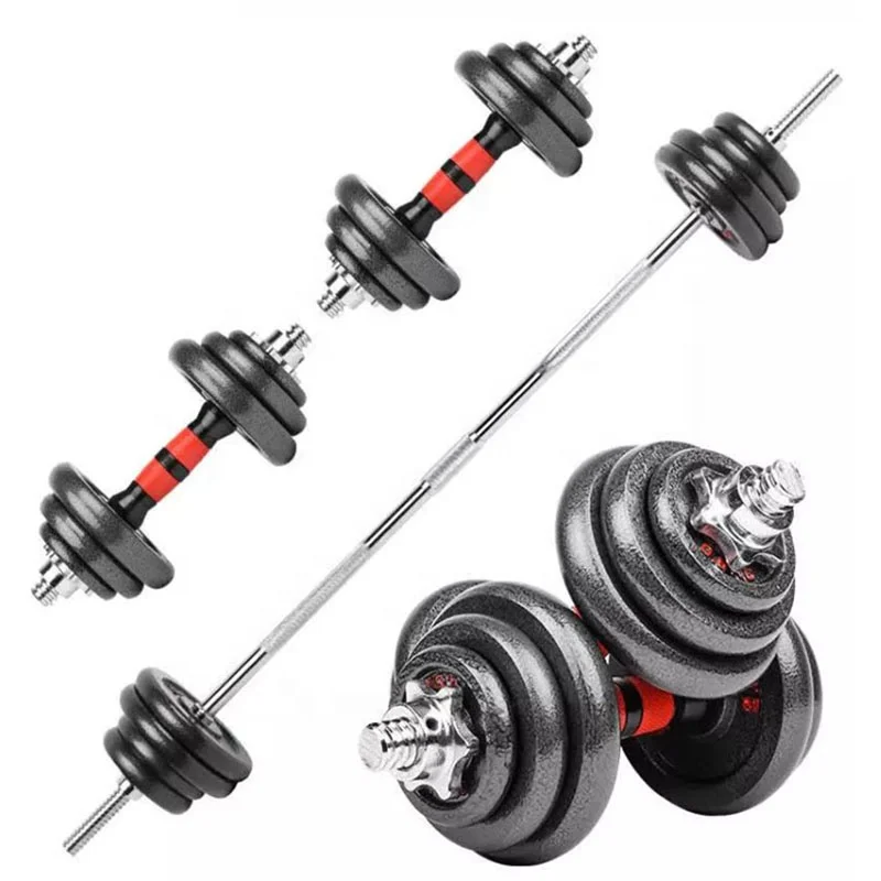 2022 China Custom durable chrome electroplate cast iron dumbells/barbell 15/20/30/40/50kg adjustable dumbbell set for gym use