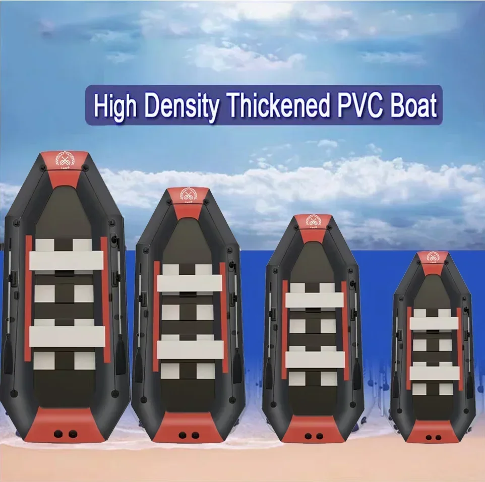 

1.75-3.3m PVC Inflatable Kayak Boat Set with Slats Bottoms for 1~6 Person 0.7mm Thickened Fishing Canoe Boat
