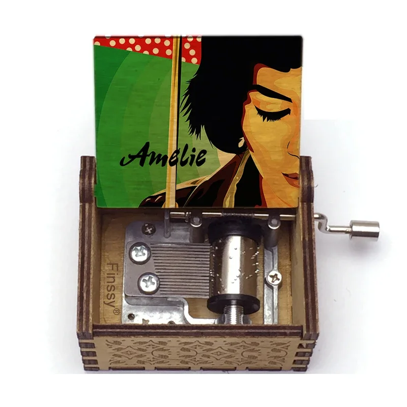 Caja de música temática de música Amelie de Francia, caja de música de La Valse D'Amelie, mano para fanáticos de películas musicales, regalos de Navidad de Año Nuevo para niñas