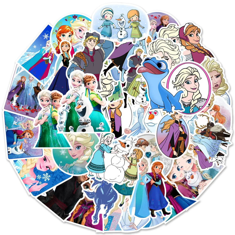 

10/30/50pcs Cartoon Disney Movie Frozen Stickers Princess Elsa Anime Decal Waterproof DIY Stationery Luggage Kawaii Kids Sticker