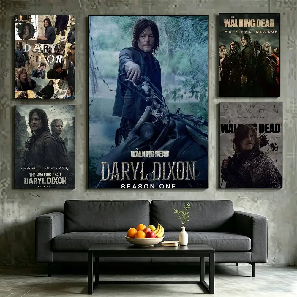 Movie The Walking Dead Daryl Dixon Poster Waterproof Wall Art Sticker For Bar Living Room Vintage Decor High Quality Print Gift