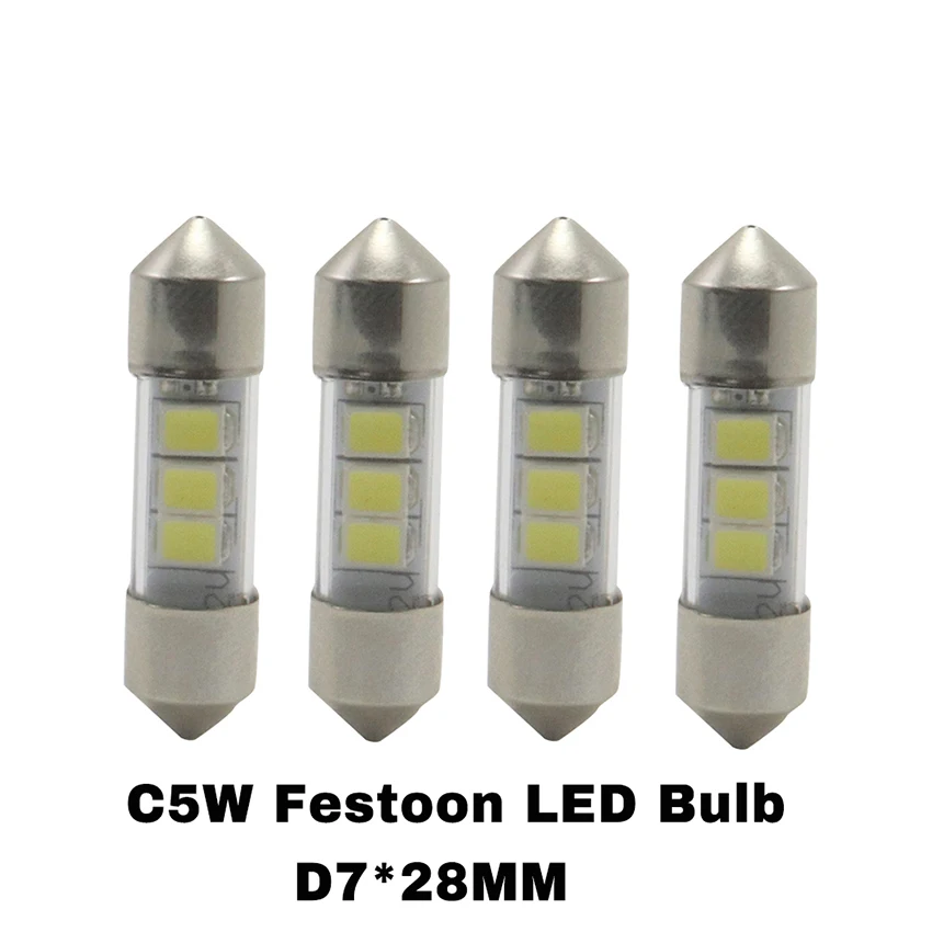 الداخلية سيارة ضوء اكليل led 12 فولت 28 مللي متر c5w LED مصابيح بيضاء أضواء السيارات مصلحة الارصاد الجوية مصابيح الإضاءة الداخلية حزمة من 10 #1