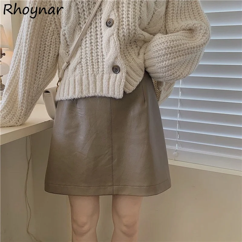 

New Leather A-line Skirts Women Autumn High Waist Street Wear PU Ulzzang Cozy Vacation Stylish Prevalent Mini Classic Sexy Chic