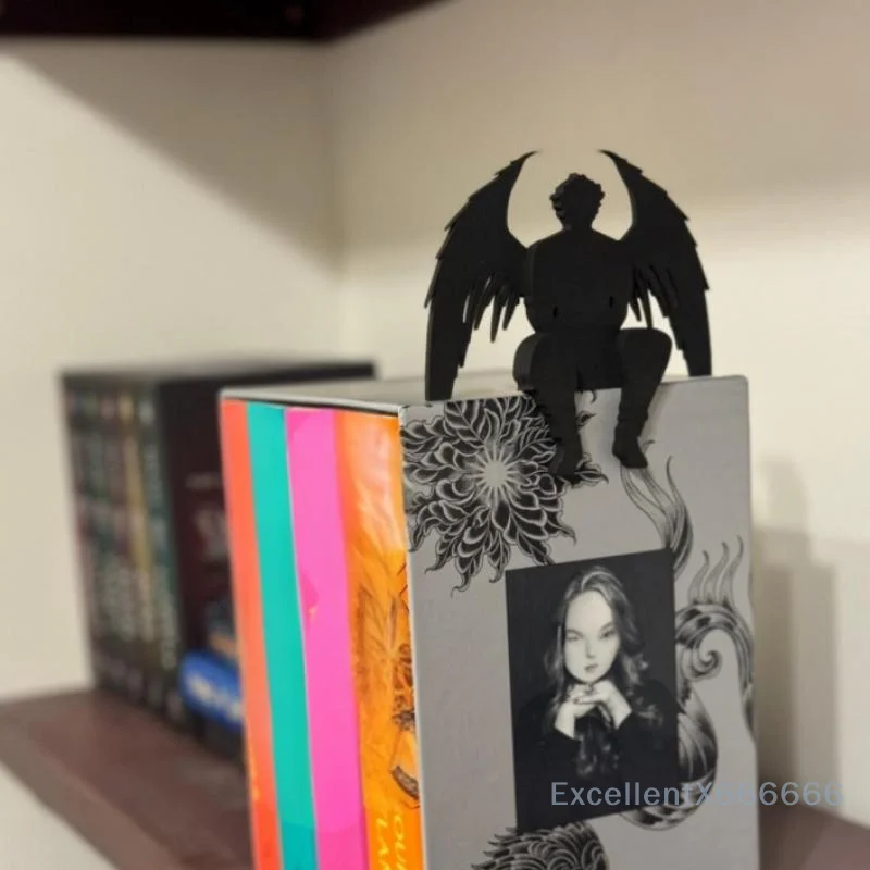 สีดําSilhouette Angelรูปปั้นไม้ตกแต่งสํานักงานBookendชั้นวางDecorเหมาะสําหรับบ้านและพื้นที่ทํางาน