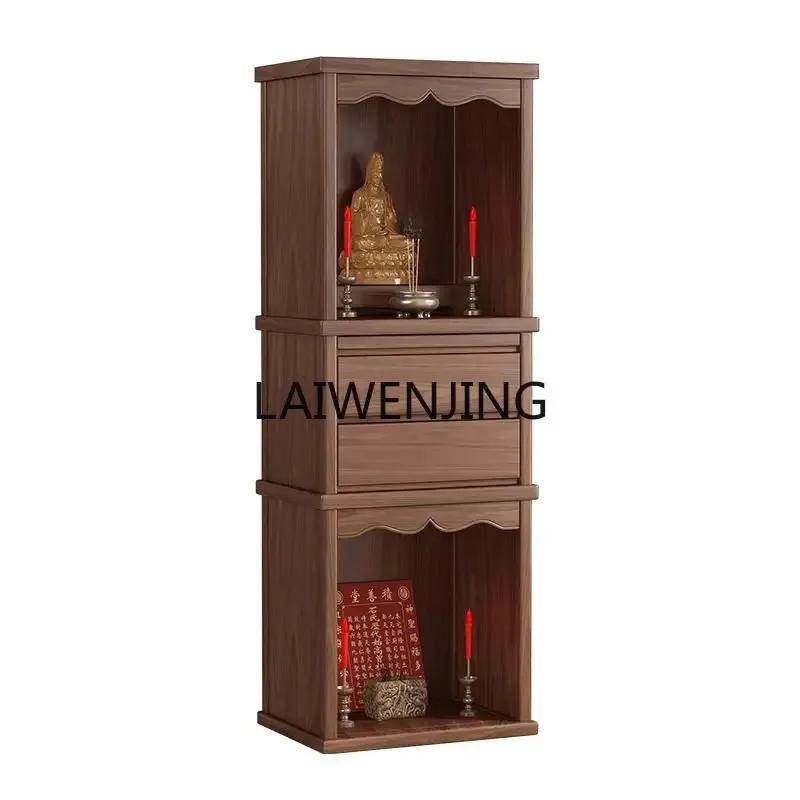 MJY black walnut solid wood double-layer Buddhist niche, household dedication, Guanyin Buddha statue, Buddhist hall cabinet