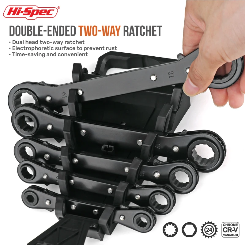 Hi-spec-ratcheting Combination Metric Spanner Wrench Grupo Torque do Anel de Engrenagem do Dente Conjunto de Cabeça Dupla para Reparo de Carros 621 mm Peças por Conjunto