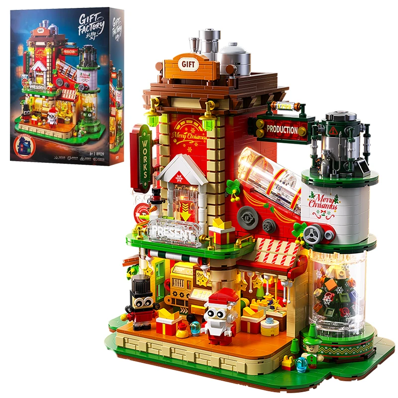 

2782PCS Christmas Factory Building Blocks Model Moc Creative Ornament DIY Construction Model Educational Toys Brick Gift For Kid