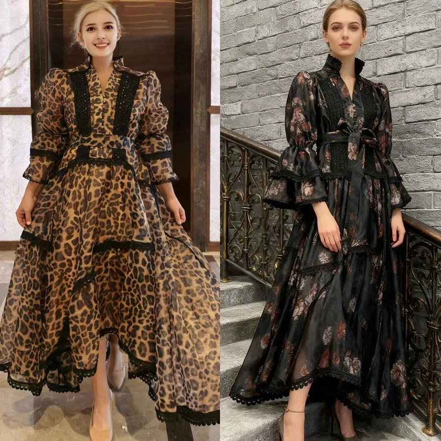 

Ретро k 2022, осенняя новинка, кружевная отделка, высокая талия, асимметричная длинная лента Dr Ele, фонарь с поясом, све миди Dr