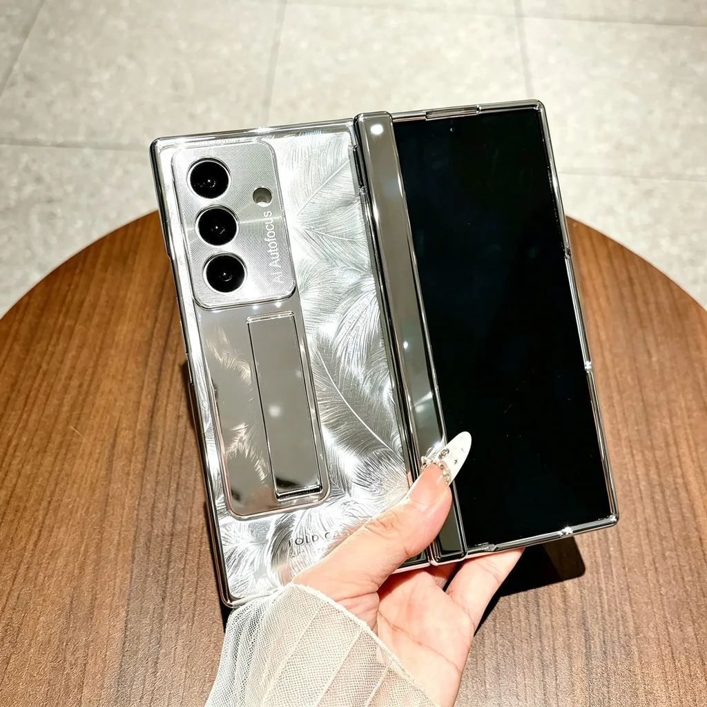 Case For Samsung Galaxy Z Fold 8 Ultra Fold8 Ultra Fold 8 Wide Fold8 Wide Fold 7 6 Stylish Feather Yarn Pattern Shockproof Cover