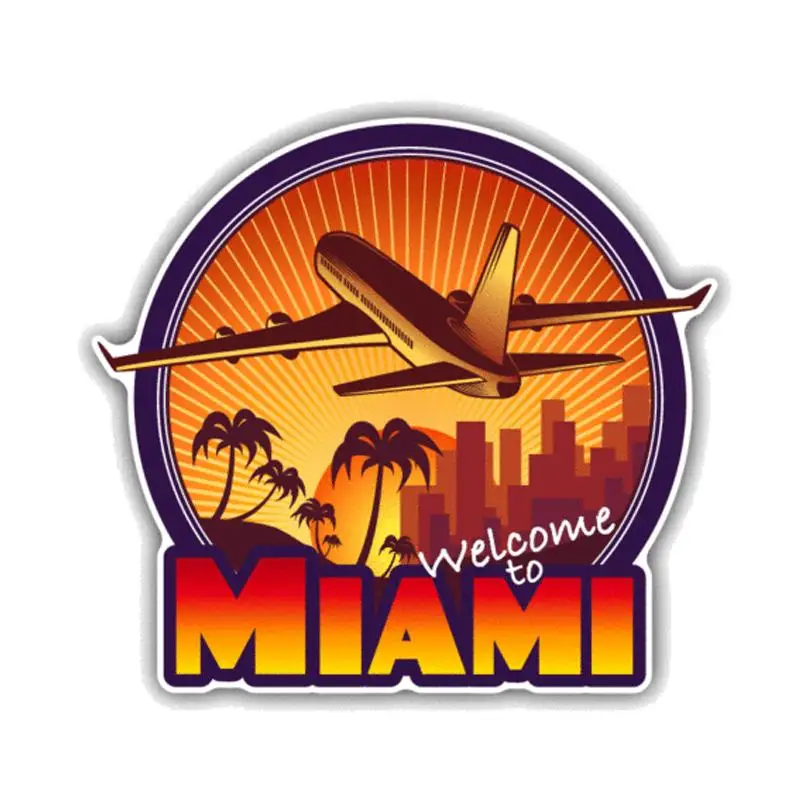 RuleMyLife 12.7CM*11.5CM Welcome To Miami Travel  PVC Motorcycle Car Sticker 11-00432