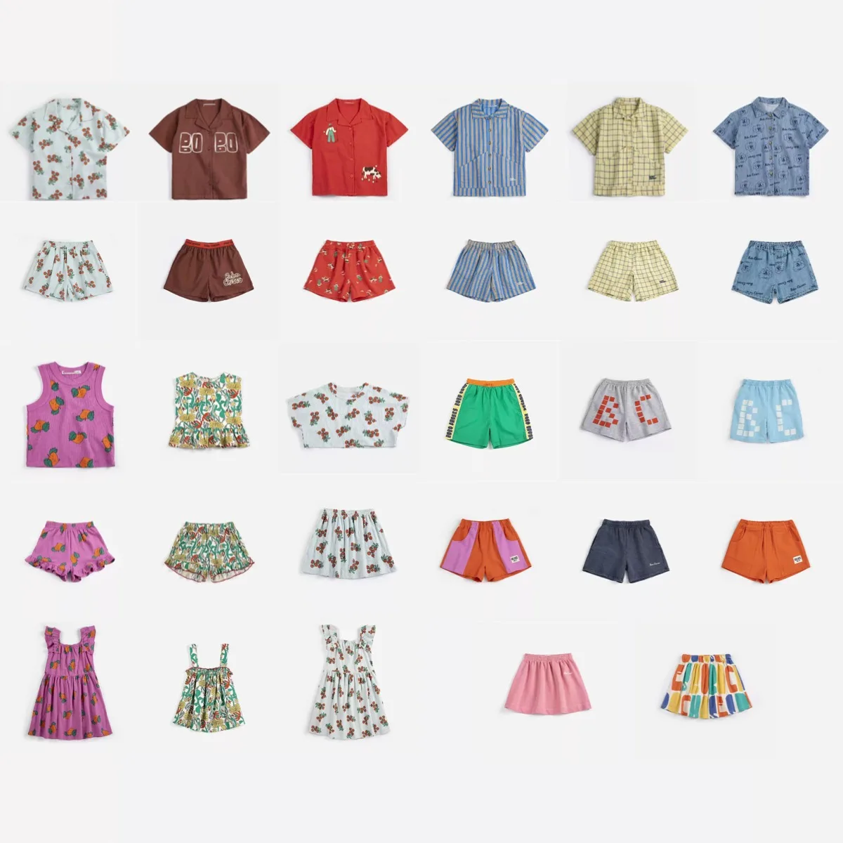 

Kids Clothes 2026BC SS Boys Full Printed Short Shirt Shortspants Set Polo Shirt Casual Pants Girls Wide Leg Pants Short Skirt