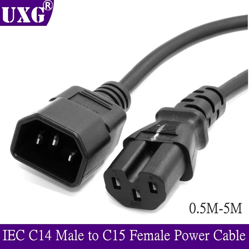 250V 15A IEC 60320 C14 320 C14 Male To C15 Female Power Extension Cable For Kettle Plug 100cm 3FT 0.5m 1.5m 3m 5m