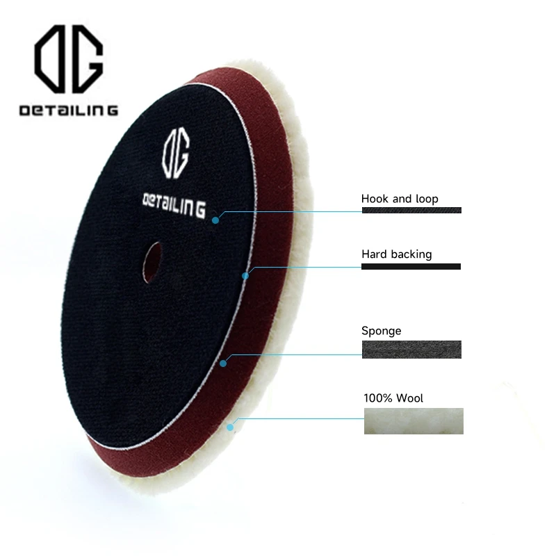 DETAILING Best Stripe Type 100% Lambs Wool Buffing Pad Woolen Polishing Pad For 5inch and 6inch RO,DA, GA Polishers