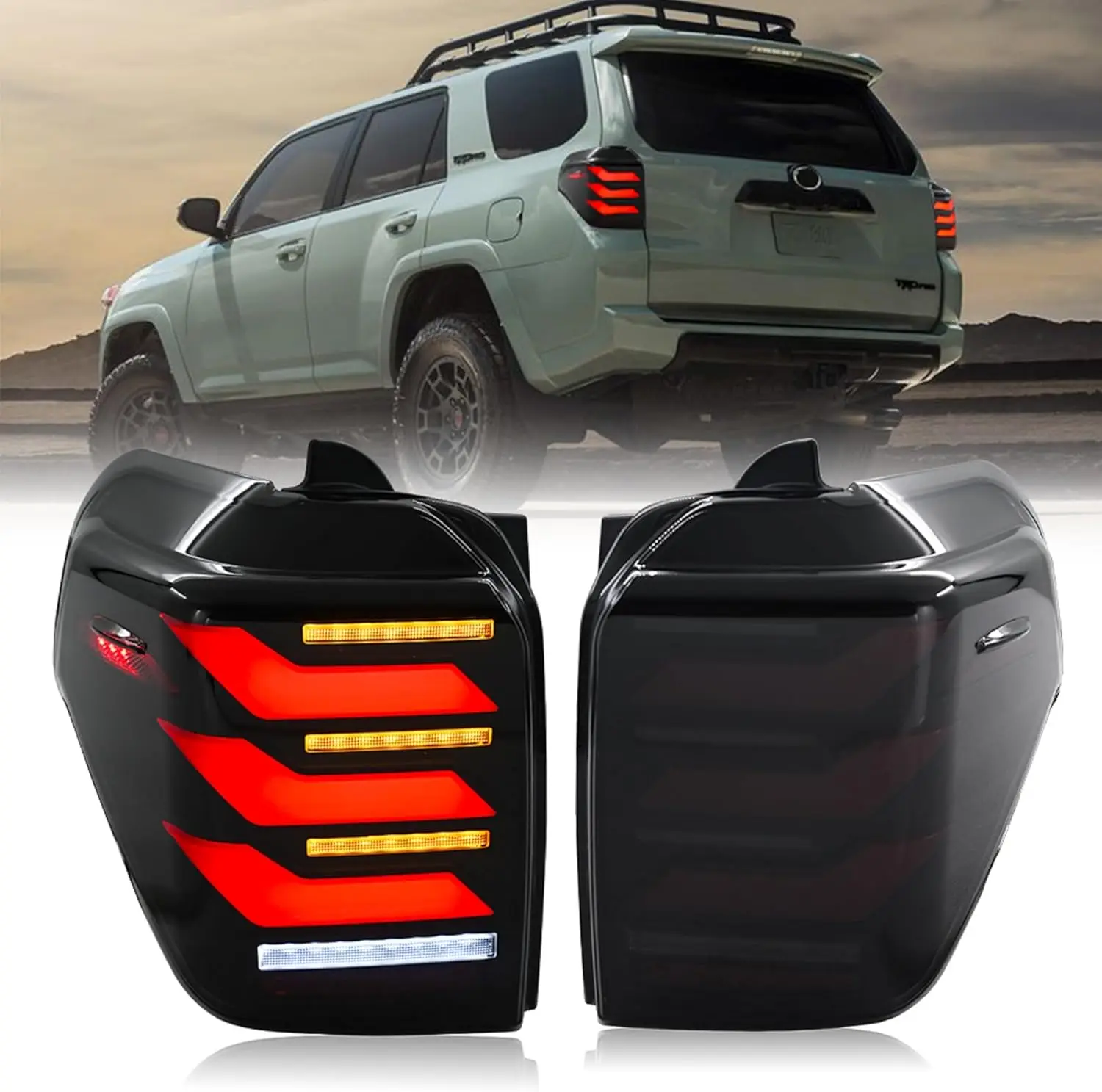 

1 комплект светодиодных задних фонарей для Toyota 4Runner 5-го поколения 2010-2023, задние фонари в сборе, последовательный указатель поворота, задние стоп-сигналы багажника