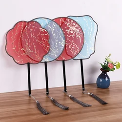 Bridal Wedding Fan Chinese Show Clothes Happy Fan Female Hanfu Red Applique Hot Gold Dance Round Fan