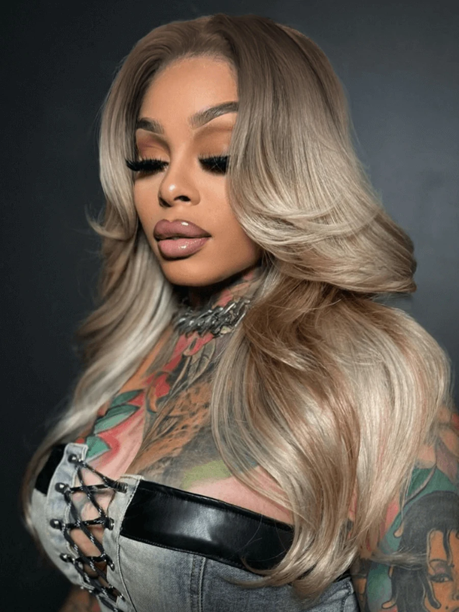 WOWANGEL 13x6 HD Lace Frontal Perücke Aschblond Balayage Body Wave Echthaarperücke Vorgezupft Ohne Klebstoff Tragefertige Perücke für Frauen – Detail 5