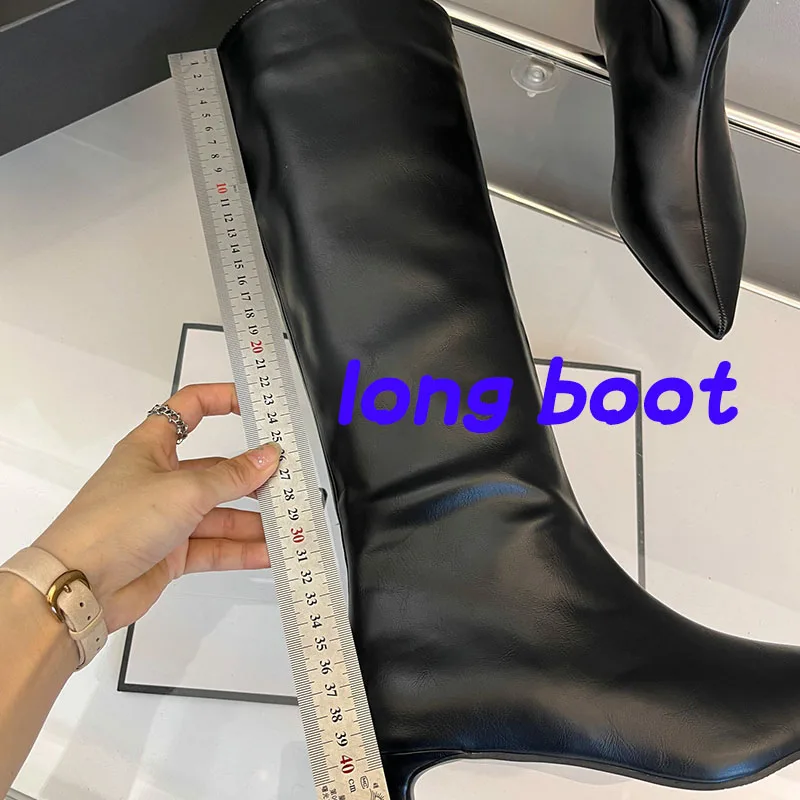 Female Slip On Shoes Knee High Boots For Women Footwear Designer Fashion Pointed Toe Western Ladies Ankle Booties Low Heel Shoes