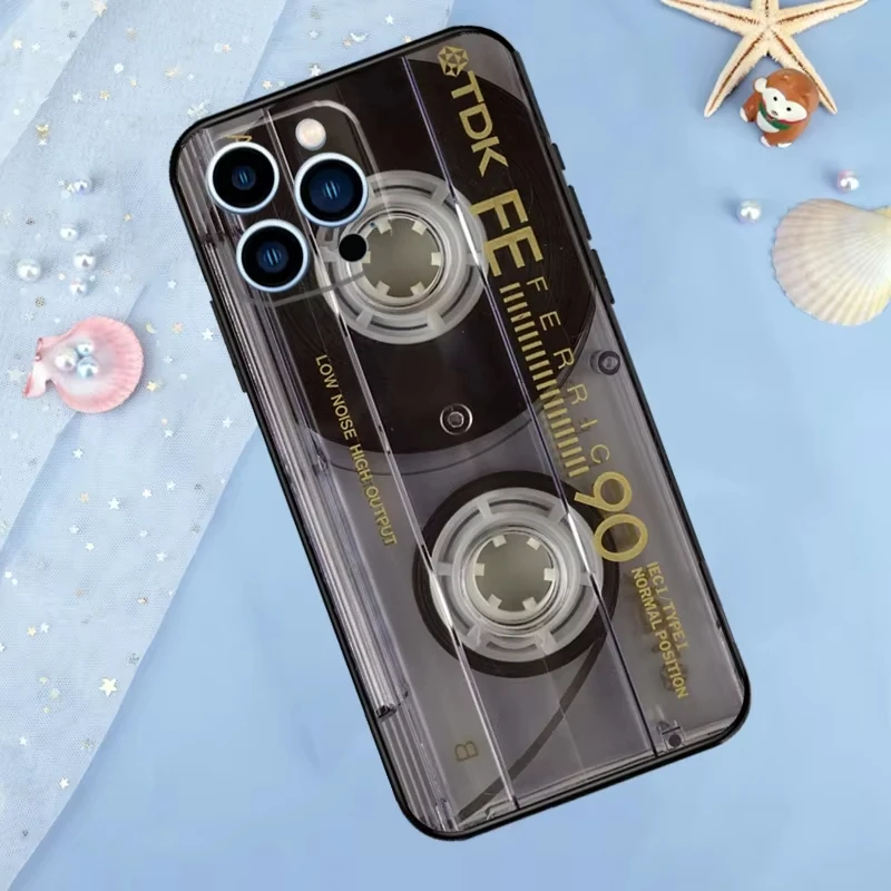 Funda de Teléfono con Diseño Retro de Casete para iPhone 17 16 15 14 13 12 11 Pro Max, Diseño Vintage TDK FE 90, Carcasa Rígida Anti-caídas