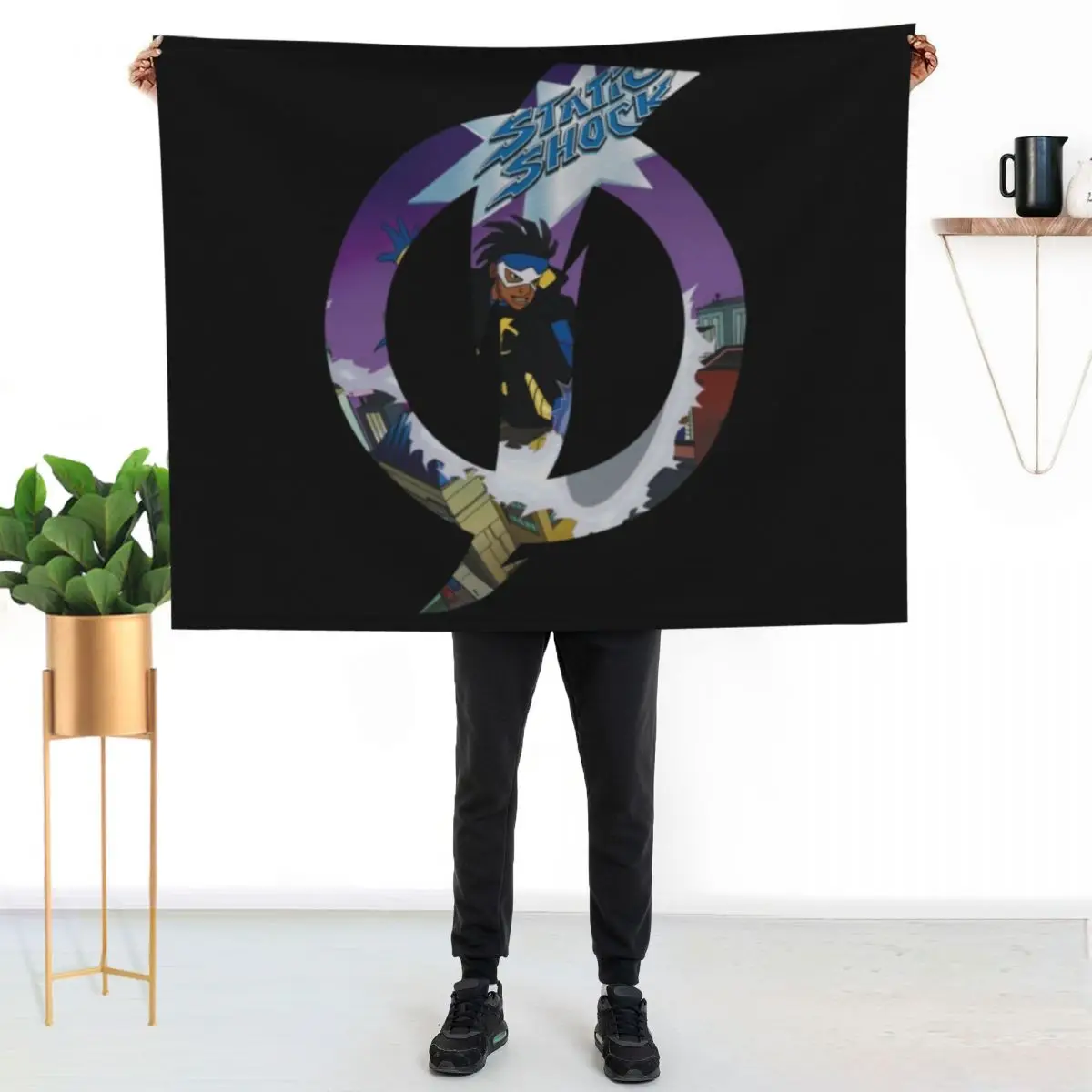 Static Shock T-ShirtStatic Shock Logo Throw Blanket Heavy Furry Bed Fashionable Furrys halloween decorative Blankets