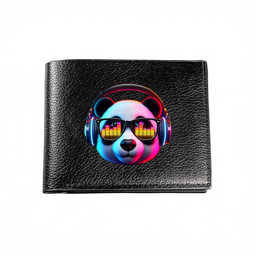 Colorful Panda With Headphones And Sunglasses Fashion Wallet For Men Casual Business Style Trendy Design Statement Accessory
