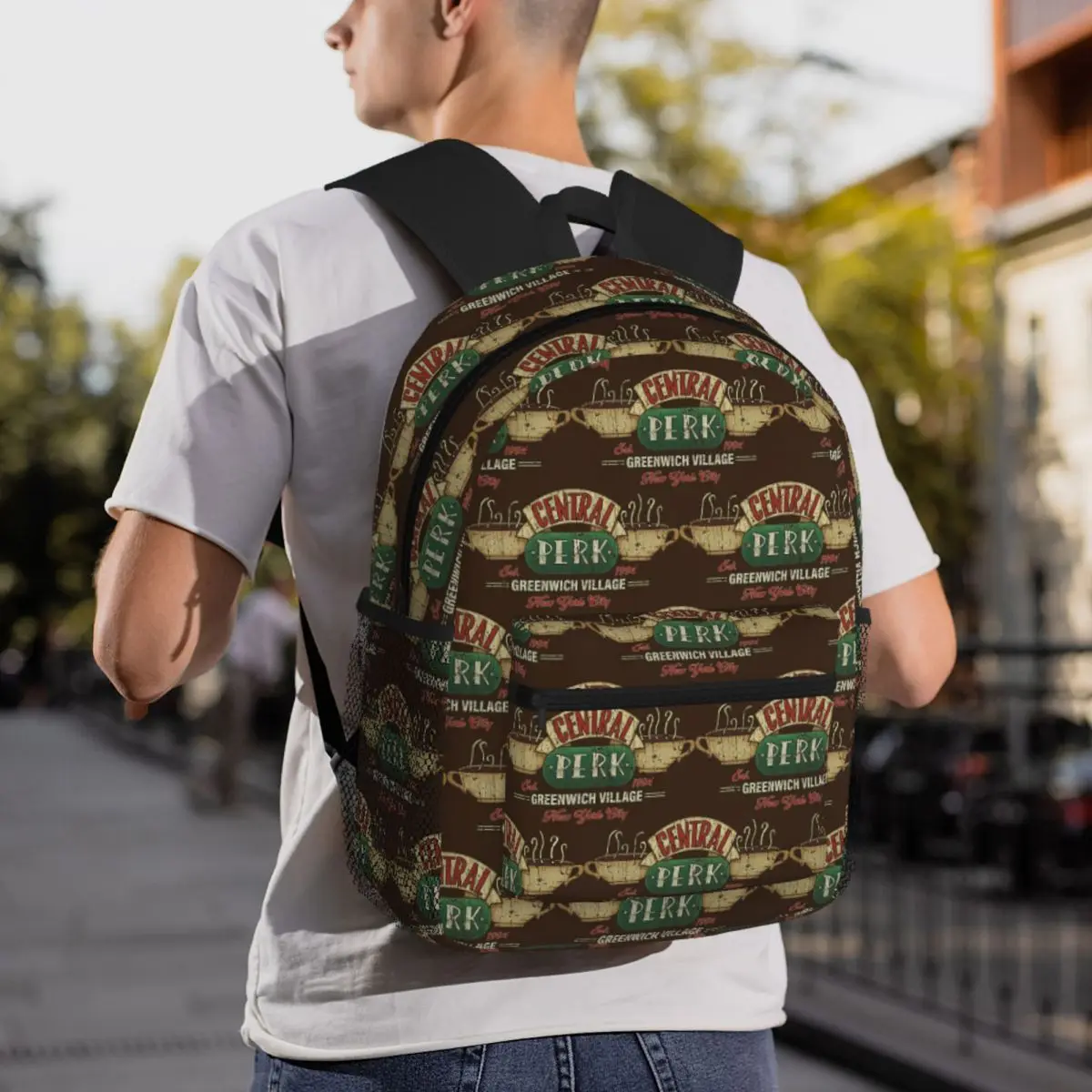Central Perk Friends Logo Backpack Daypack Large Capacity Boys Girls BookBag School Bag Shoulder Bags for Men Women