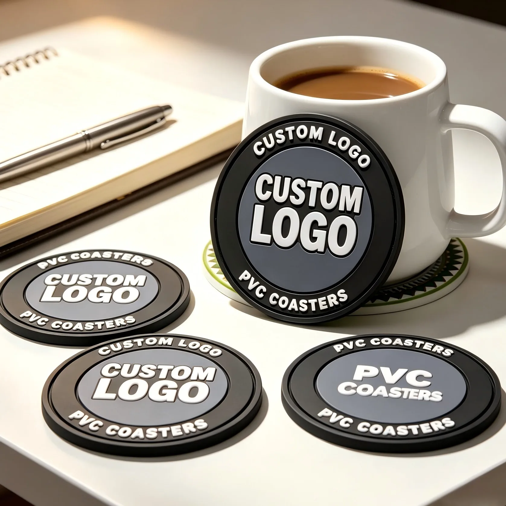 Custom Personalized Soft PVC Cup Drink Bar Coaster Rubber Coasters Any Shape with Your Logo Design Mats & Pads for Home Bar