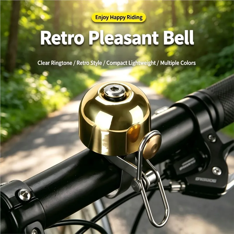 MTB Rennrad Fahrrad-Zubehör Retro Vintage Fahrradklingel Klassische Kupfer-Messing-Klingel mit Lautem Klarem Klang Lenker-Montageklingel