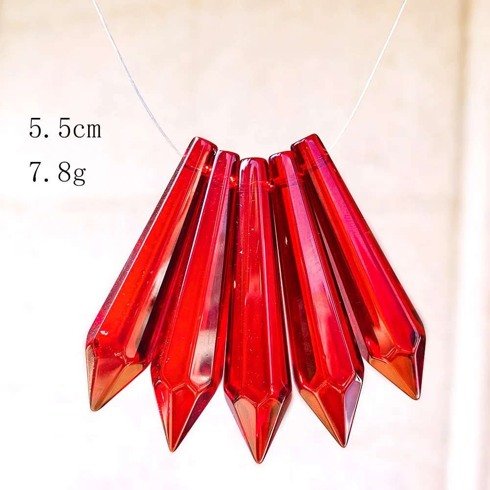 5PC Single Pointed Hexagonal Prism Columnar Aurora Crystal Sparkling Streamer Suncatcher Ceiling Chandelier Part XMAS Tree Decor