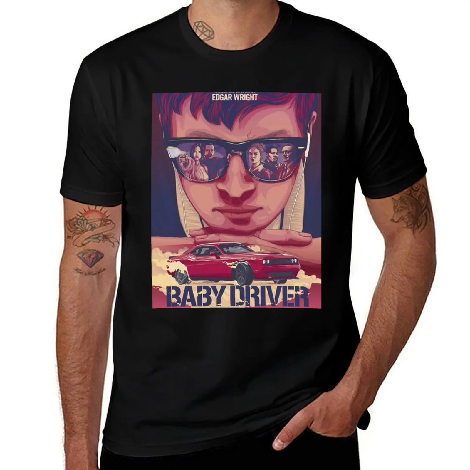 تي شيرت رجالي من Baby Driver Favor Movies تي شيرت قطني عالي الجودة تي شيرت رجالي عالي الجودة ماركة فاخرة تي شيرت