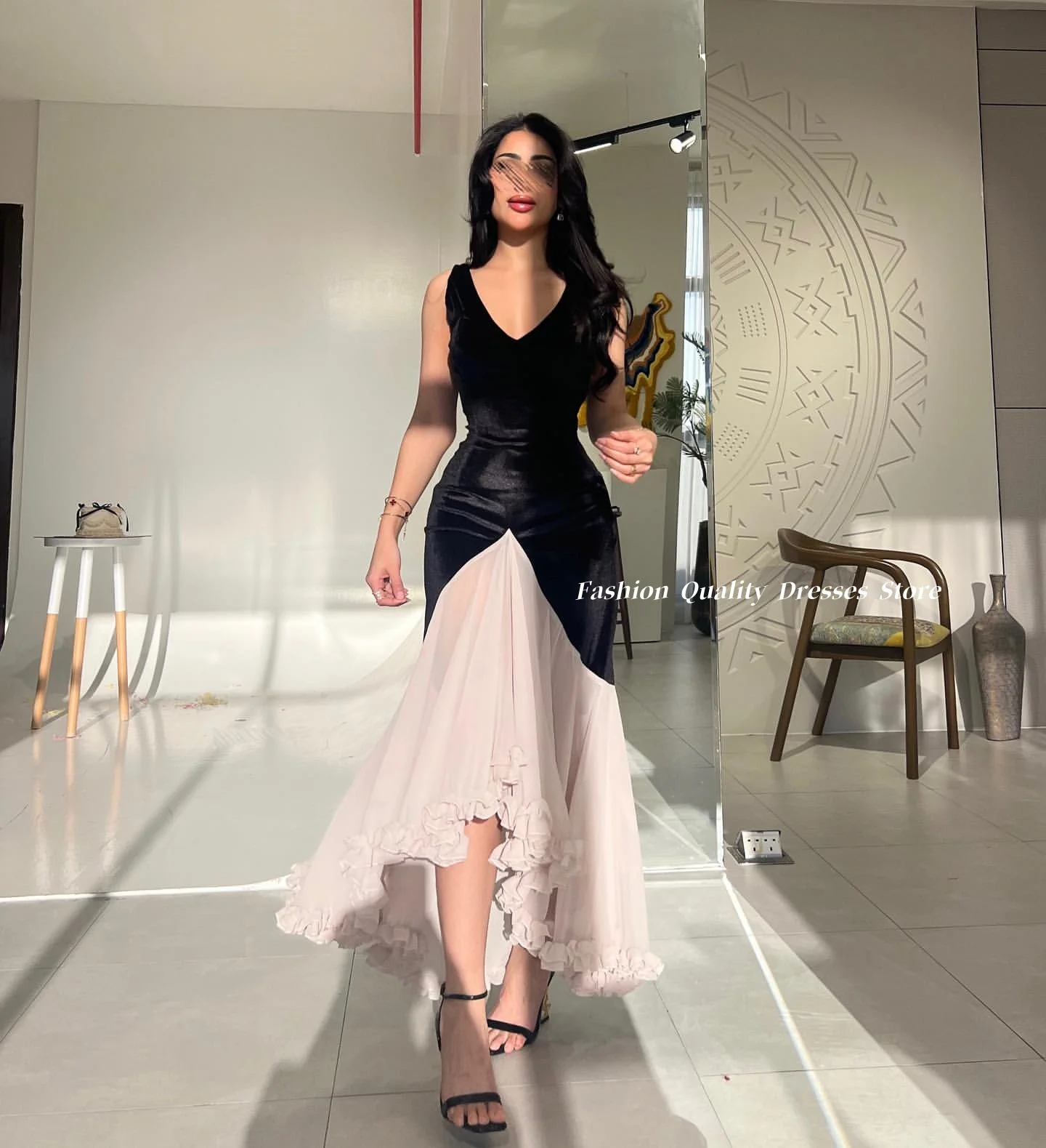 Saudi Arabia Mermaid Evening Dresses New Sexy V Neck Fashion Prom Party Dresses فساتين سهرة vestidos de fiesta Customized view 3