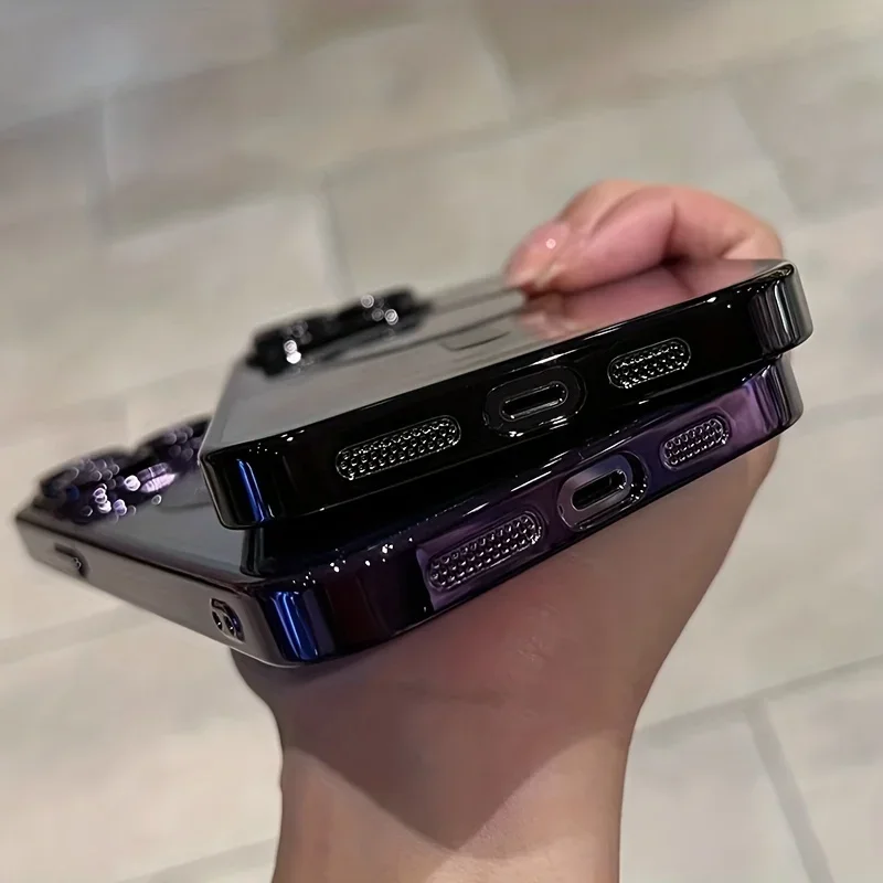 Luxo magnético para magsafe carga sem fio chapeamento caso claro para iphone 11 12 13 14 15 16 pro max capa de silicone à prova de choque