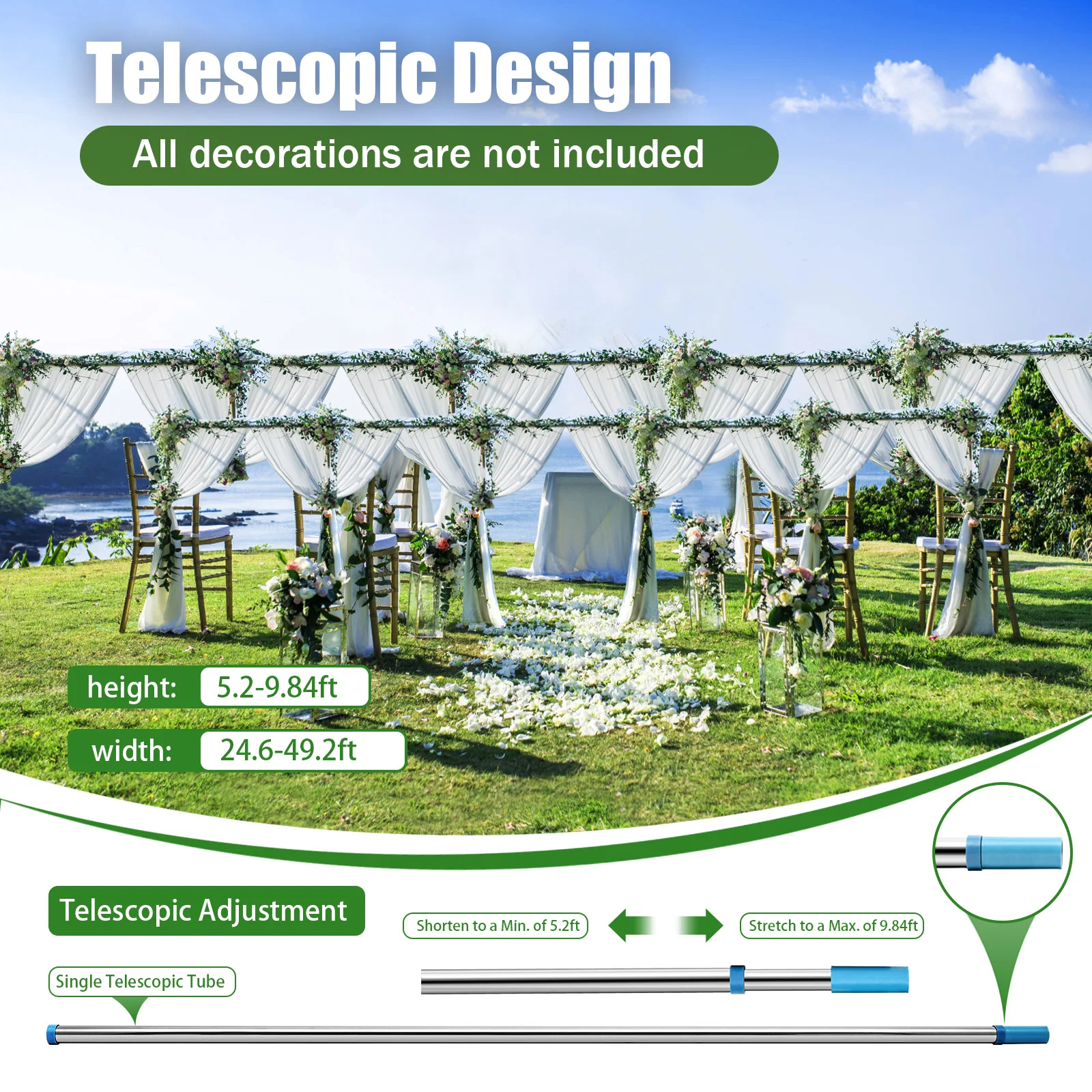 10'x50' Backdrop Stand Pipe Kit Background Support System Curtain Frame Hot New