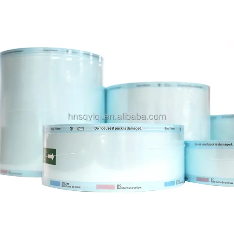 CE Certified Disposable Autoclave EO Flat Sterilization Pouch Roll Medical Consumables for Instrument Packaging