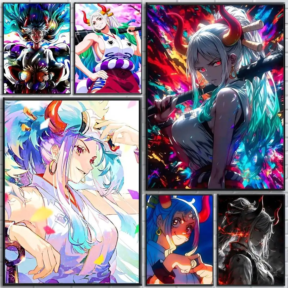 Anime O-One Piece Yamato posters Self-adhesive Paper Print Home Living Room Bedroom Entrance Bar Cafe Art