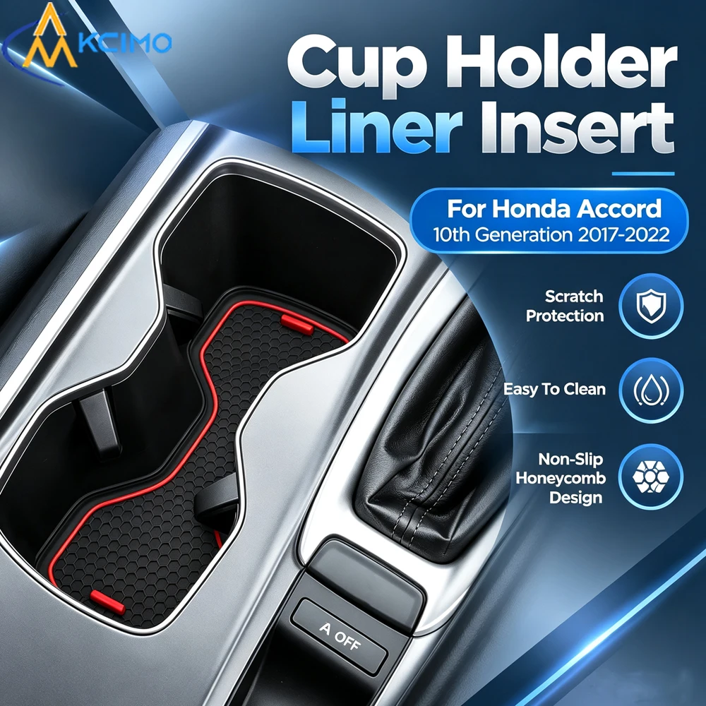 1PC Anti-Slip Silicone Car Cup Holder Coaster for Honda Accord 10th Gen 2018-2022, Drink Mat Insert, Dustproof Auto Center