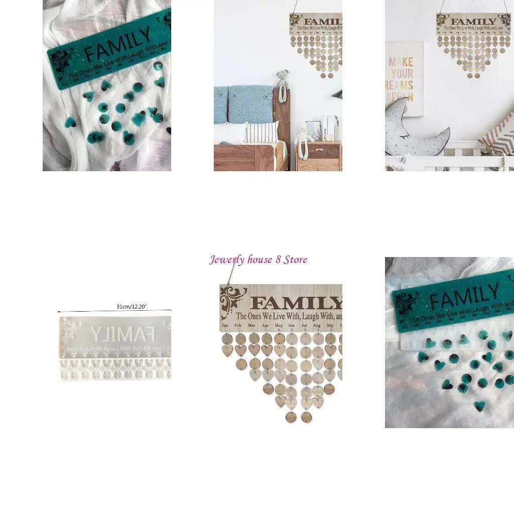 

Handicrafts Decorations Crystal Epoxy Mold Love Heart Pendant Wall Calendar Mold