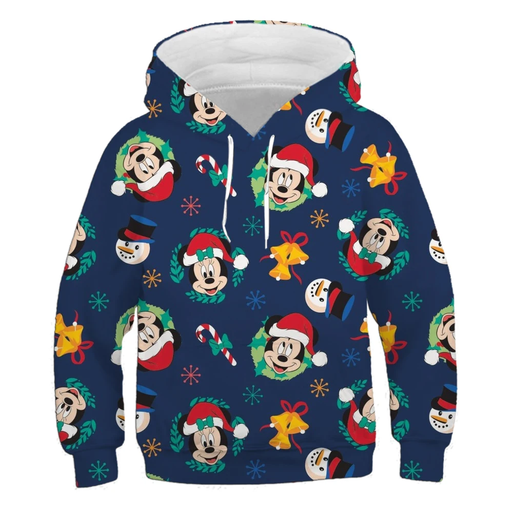 Winter new casual age -cut long -sleeved fashion top Disney series Mickey Christmas sweater printed loose girl jacket