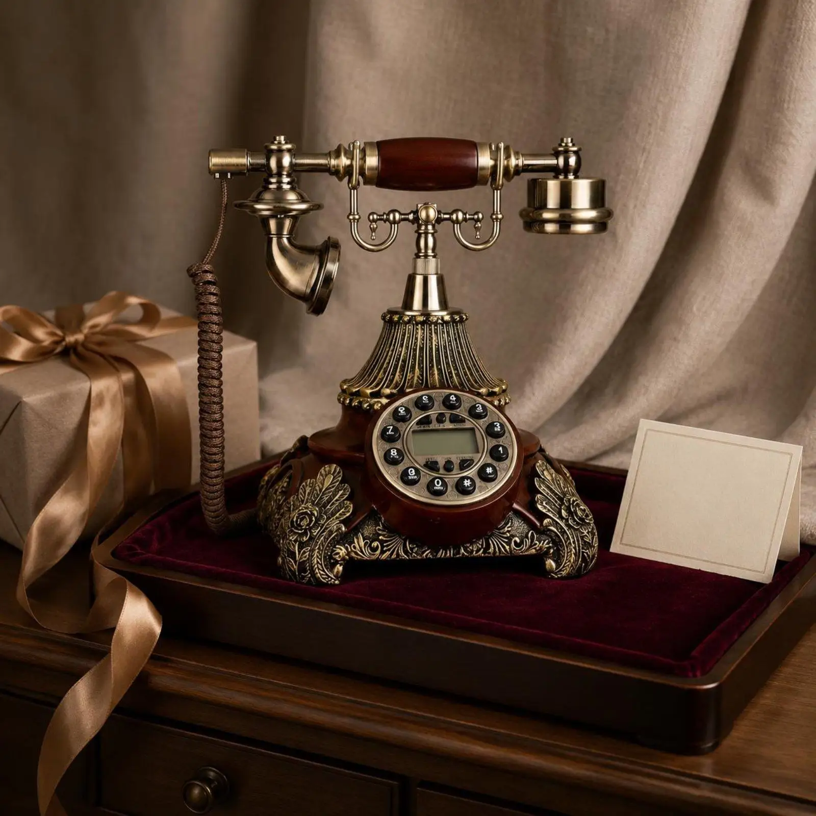 Vintage Phone Ornate Corded Rotary Telephone European-Influenced Antique