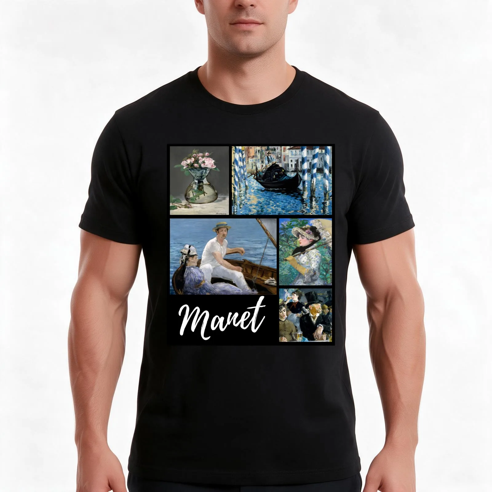 Collage of Beautiful paintings of Famous Impressionist Painter Edouard Manet T-Shirt Summer Casual Cotton Tee Unisex Men Women