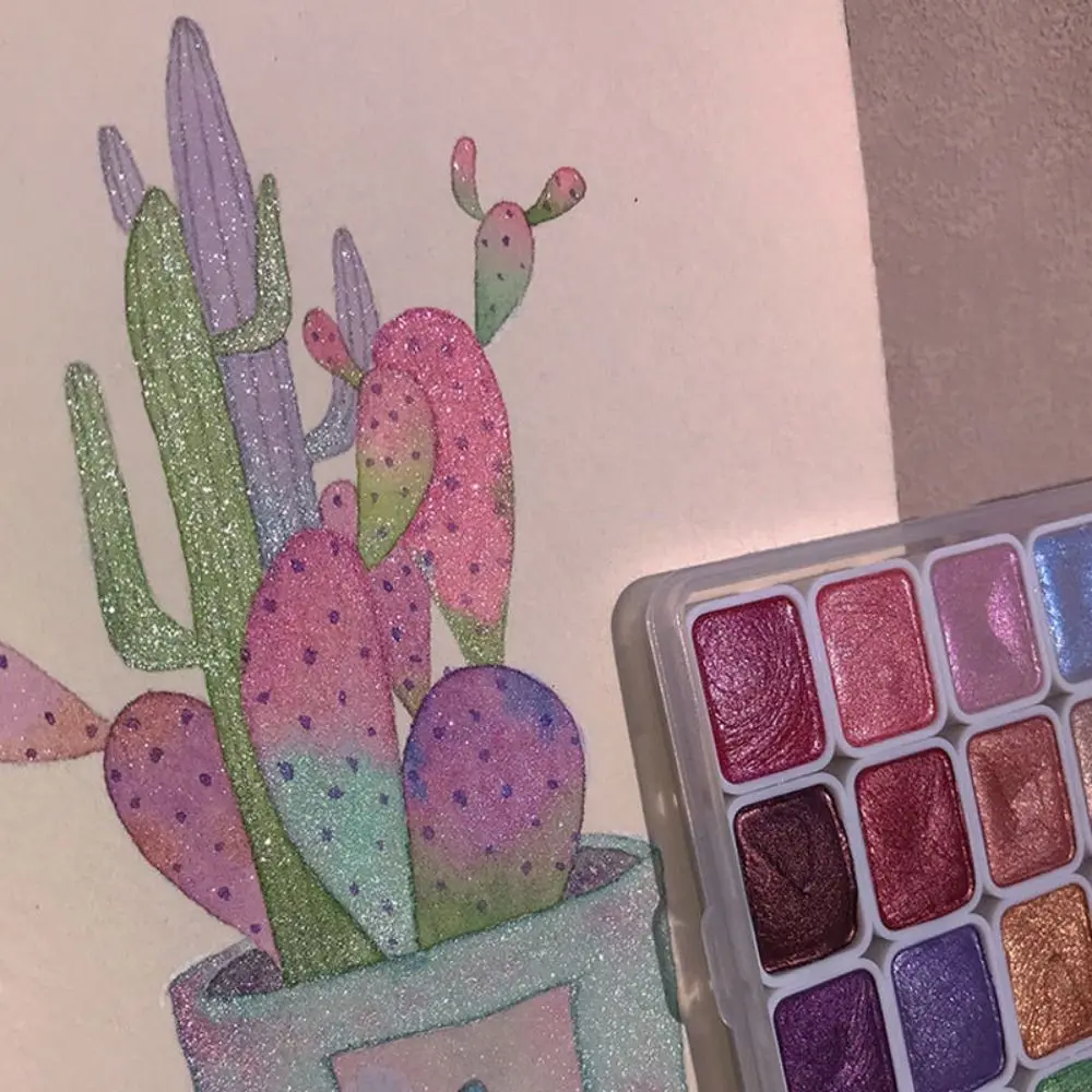 

20/24/60 цветов, набор пигментов для акварельной живописи, блестящие цветы, декор, перламутровые блестящие акварельные краски, светостойкость