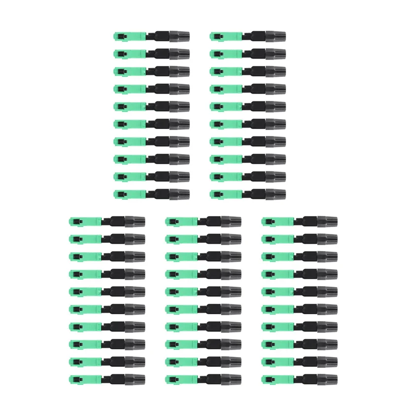 A53Q-50Pcs Sc/Apc Fiber Optic Connector Embedded Single Mode Component Fiber Optic Quick Connector-Black + Green