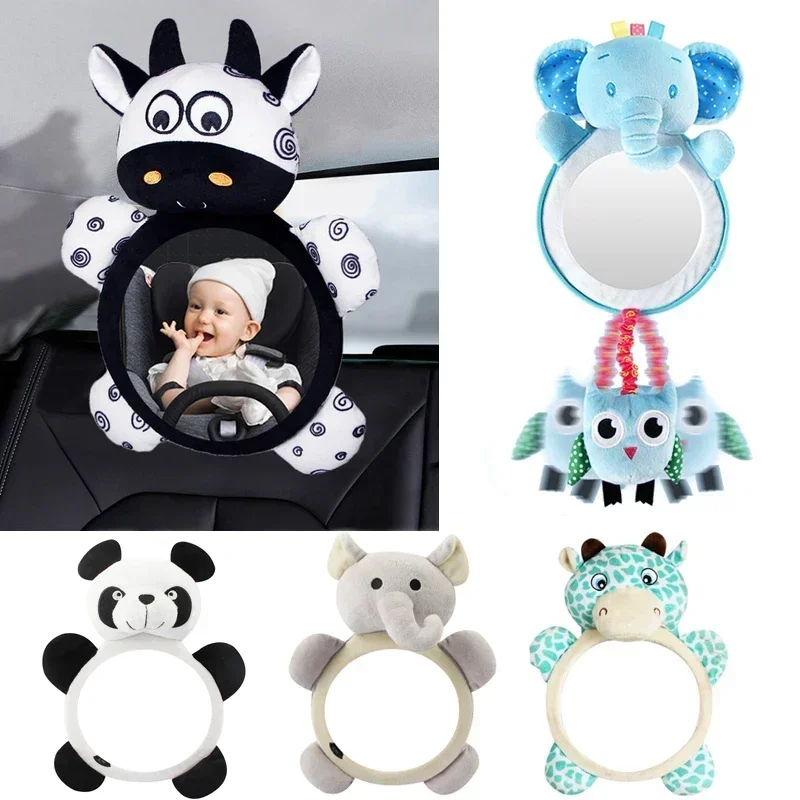 Animals Black White Back Seat Mirror Baby Car Mirror Safety Seat Headrest Rearview Mirror Baby Facing Rear Ward Car Kids Monitor