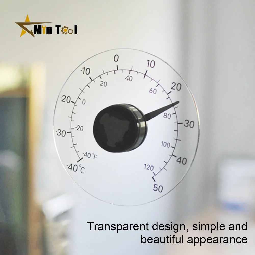 Thermometer Temperature Transparent Clear Outdoor Window Thermometer Clock Weather Tool for Home Supply