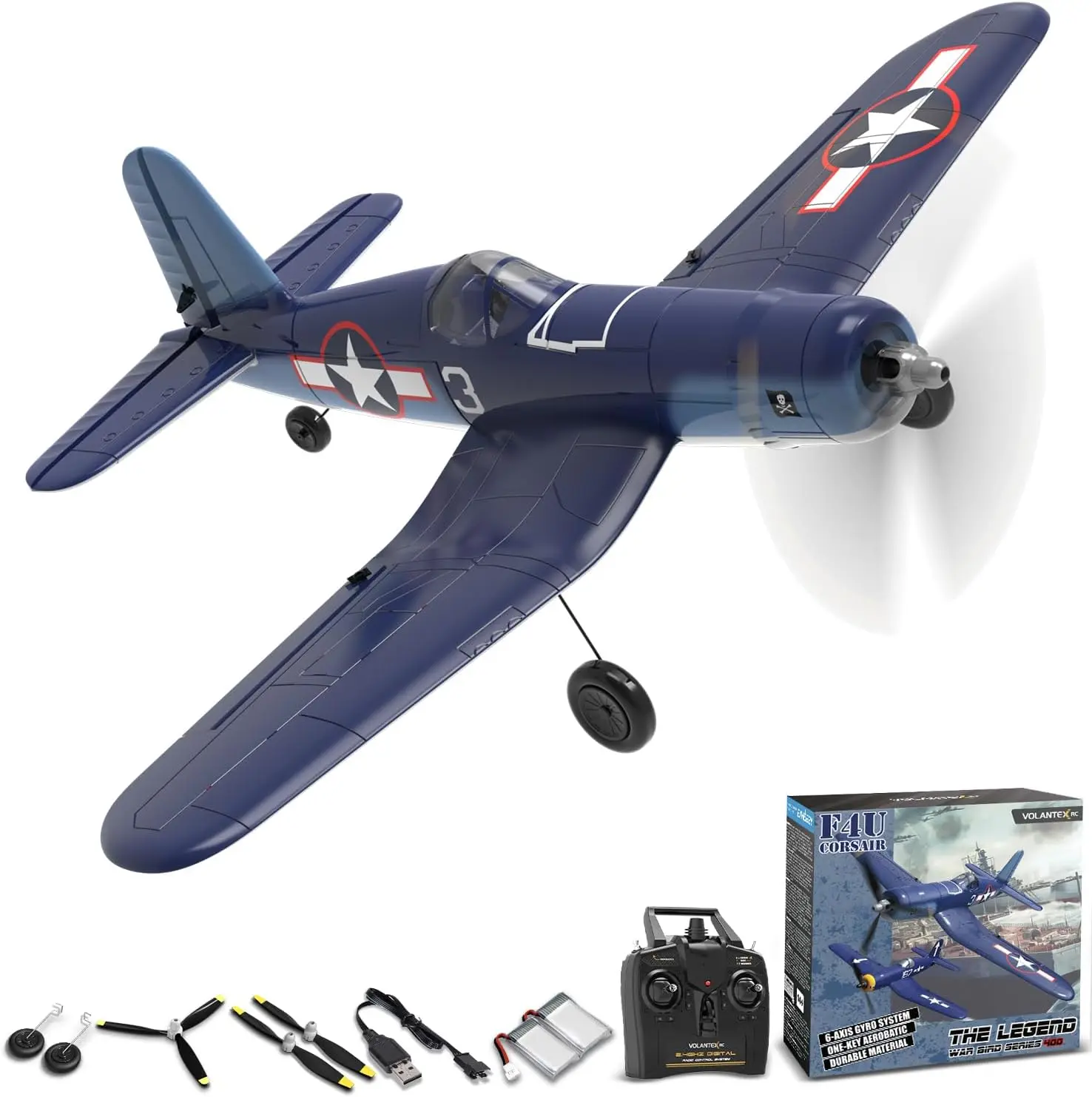 RC Plane for Beginners, 4CH WWII RC Airplane F4U Corsair with Aileron, 2.4Ghz Remote Control Plane with Xpilot Self Righting & O